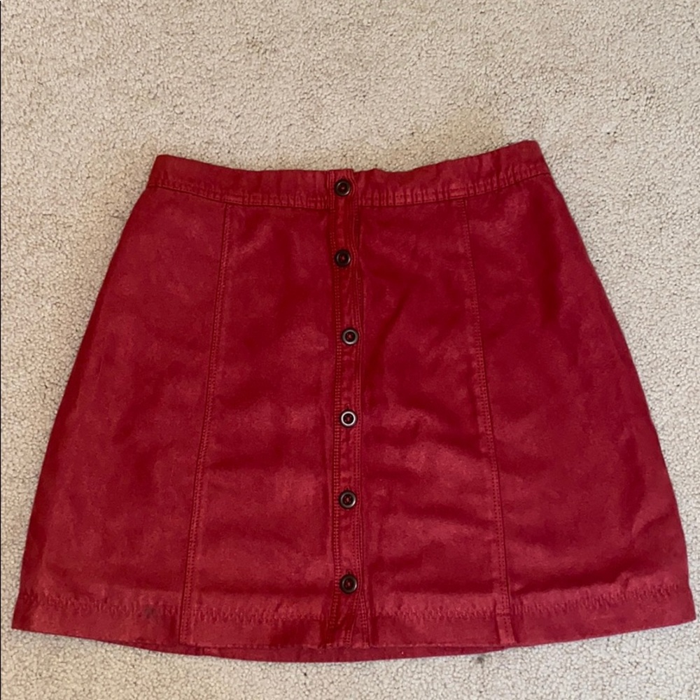 Hollister red button down fitted skirt